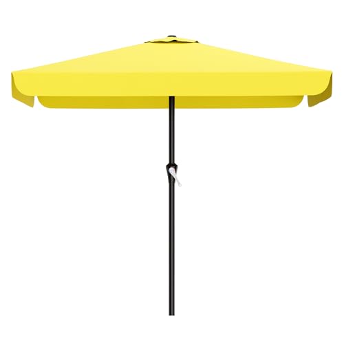 AreShark 8 X 10 FT Large Rectangular Patio Umbrella with Valance, Outdoor Table Market Umbrella w/Crank & 8 Ribs, Rectangle Outdoor Umbrellas for Garden, Deck, Yard and Poolside, Yellow - color: Yellow, size: 8x10 FT
