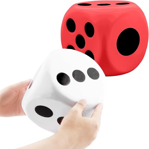 2 Pieces 6 Inches Large Foam Dice Set Giant Foam Dice Soft Dot Dice Toy for Family Educational Toys Parent Child Board Games Nights Casino Themed Party Decoration (Color Set 7) - color: Color Set 7