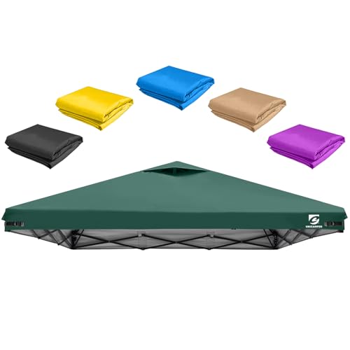 10x10 Pop Up Canopy Replacement Top Cover with Air Vent for Straight Leg Canopy Tent, Waterproof for Outdoor Garden Patio Camping Sun Shade(Frame NOT INCUDE) (Green) - color: Green