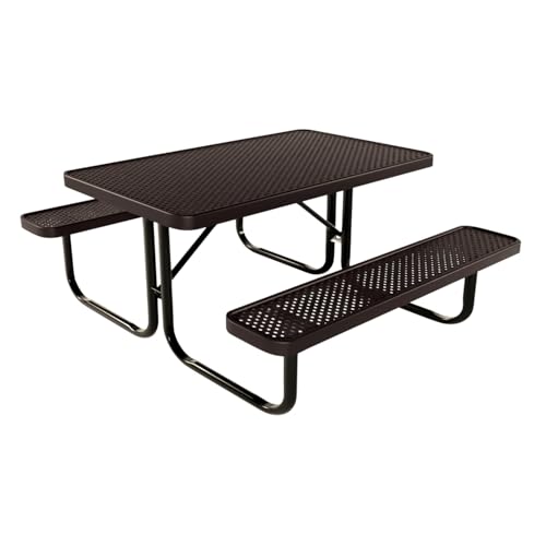 COATEDOUTDOORFURNITURE Heavy-Duty Portable Outdoor Kids Table, Punched Steel Kids Picnic Table, Commercial-Grade Picnic Table, Made in America (4ft Rectangular, Childrens, Brown) - color: Brown, size: 4 Ft, Rectangle Childrens, Punched Steel