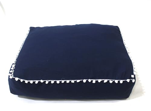 CRAFT KALA Meditation Floor Pillow Cover, Round Large Pillows Cover Seating for Adults, Bohemian Mandala Circle Cushions Cover for Outdoor Fireplace Yoga Living Room (Blue, 16" Square) - color: Blue, size: 32" x 32" (Pack of 1)