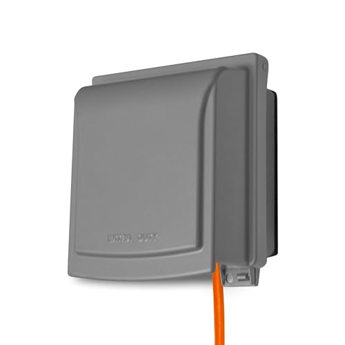 SIGMA ENGINEERED SOLUTIONS 14433M Metal Weatherproof Outdoor Electrical Outlet Cover, Extra Duty Rated Plug and Receptacle Protector for GFCI, Duplex, Switch, and Round Devices, IN-USE, Gray, 2 Gang