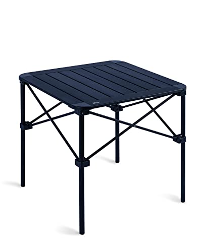 iClimb Lightweight Stable Alu. Folding Square Table Roll Up Top with Carry Bag for Camping Picnic Backyards BBQ Camp Kitchen (Black, M) - color: Dark Black, size: Medium