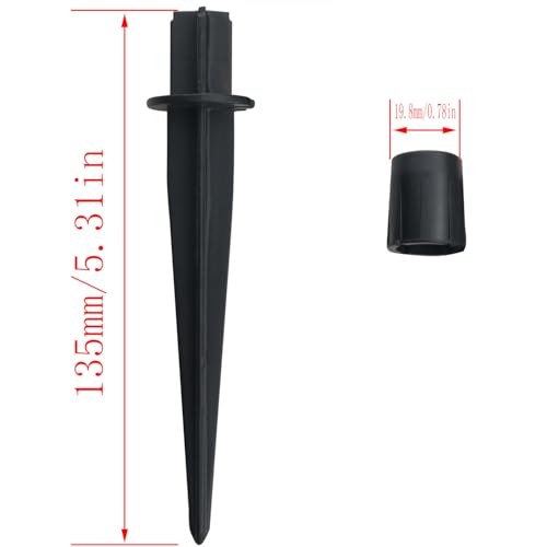 CHENJIN 4PCS Outdoor Lighting Fixture Fixed Legs 5.34x0.83in inch Tent Ground Legs Lawn Garden Park Ground Pole Solar Light Replacement Stake Ground Stake Accessory Black