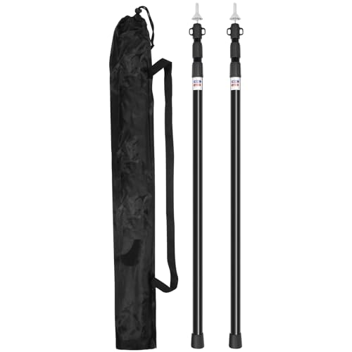 Tarp Poles, Telescoping Tent Poles, Ultra-Lightweight Portable Aluminum Sun Shade Poles That Extends Up to 7'6",Suitable for Camping, Tent, Awning, Beach Shelter(2 PCS) - color: Black
