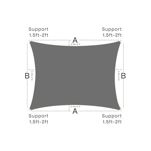 Sun Shade Sail Canopy, 8'x 10' Rectangle 95% UV Block Shade Cover for Outdoor, Backyard Patio, Lawn, Garden, Sandbox Carpor Dark Gray - color: Dark Gray, size: 8' x 10'