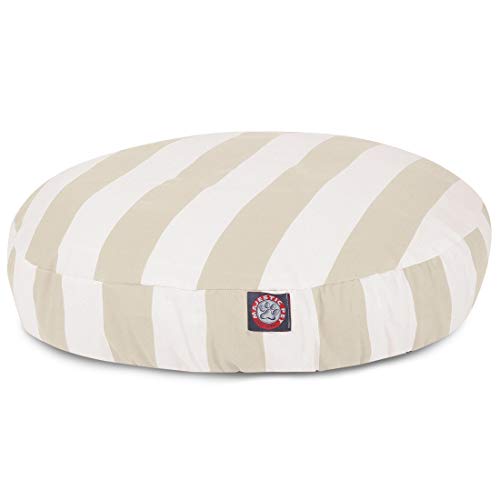 Majestic Pet Indoor Outdoor Vertical Stripe Round Pet Dog Bed with Removable Washable Cover, Sand, Small - color: Stripes Sand, size: Small