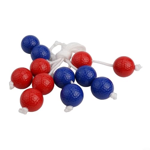 Ladder Ball Toss Game, Golfs Ball Bolas Set, PE Material, 42mm Diameter, 50cm Cord, 6 Pieces, Black White Red Blue, for Yard Lawn Outdoor Indoor Activities - color: red+blue
