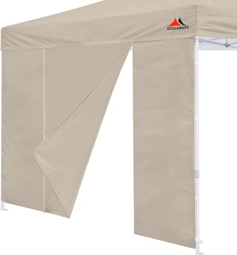 SCOCANOPY Door for 10x10 Canopy Frame Two Central Zipper Design for Easy Entry and Exit,1 Pack Sunwall Only,Beige - color: Beige, size: 10X10