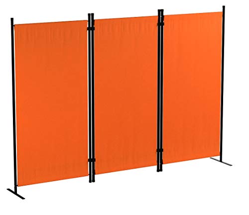 Proman Products - Galaxy Section Divider, Water Repellent Fabric Room Divider with Black Powder Coated Metal Frame for Indoors or Outdoors (Orange) - color: Orange, size: 3 Panel