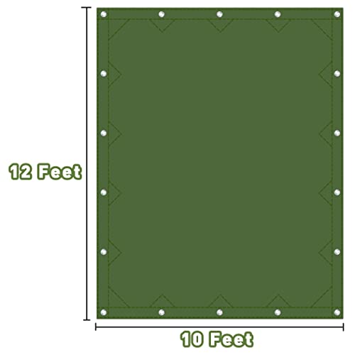 CARTMAN Finished Size 10x12 Feet Canvas Tarp with Rustproof Grommets, Heavy Duty Multipurpose Tarpaulin Cover for Canopy Tent, Roof, Camping, Woodpile - color: Olive Green, size: 10'x12'