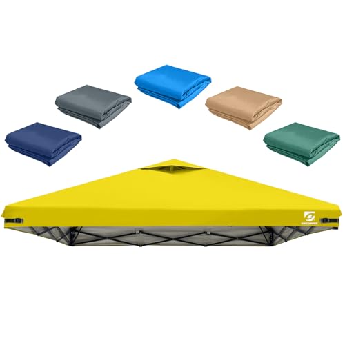 10x10 Pop Up Canopy Replacement Top Cover with Air Vent for Straight Leg Canopy Tent, Waterproof for Outdoor Garden Patio Camping Sun Shade(Frame NOT INCUDE) (Mustard Yellow) - color: Mustard Yellow
