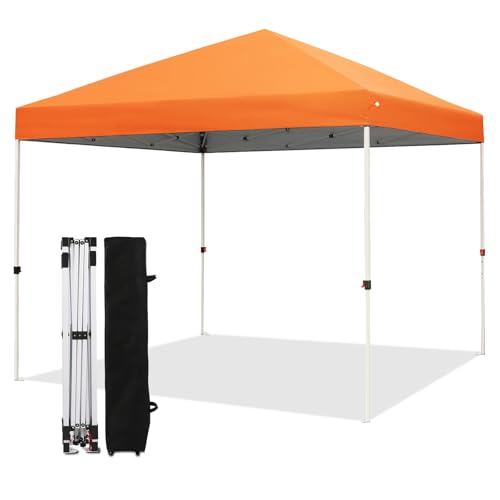 Northroad 10x10ft Pop Up Canopy, Popup Outdoor Canopy Tent with Wheeled Carrying Bag,Portable Gazebo Shelter for Patio,Deck,Garden,Beach - color: Orange-10x10, size: 10x10