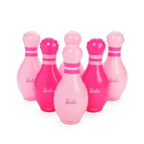 Barbie & FUNBOY Inflatable Bowling Set for Kids and Adults with Large Ball and Six Bowling Pins Perfect for Backyard Parties