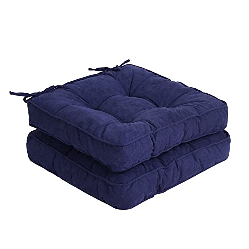 Furlide Chair Cushion with Ties 18 x 18 Inch Indoor Outdoor Cushions for Dining Chairs Set of 2, Square (Navy Blue, 18 x 18 Inch) - color: Navy Blue