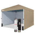 CROWN SHADES 10X10 Commercial Instant Canopy Pop Up Tent with Center Lock, 300D Fabric, 4 Sidewalls, Sto'N Go Bag, Beige - color: Beige, size: 10x10 Classic