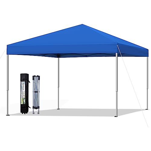 10x10 Pop Up Canopy Tent, Outdoor Instant Sun Shelter - Blue, Included 1 x Rolling Storage Wheeled Bag, 4 x Guylines, 8 x Stakes - color: Basic Blue