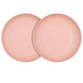 9 Inch Wheat Straw Plates, 2Pcs Reusable Dinner Plates, Wheat Straw Plate for Camping Kitchen(Color pink) - color: Pink