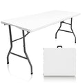 Plastic Folding Table, 5 FT Folding Table, Portable Tables for Dining Parties Card Picnic Camping - size: 5FT