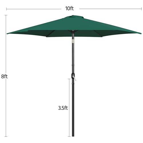 Yaheetech 2 Pack 10FT Outdoor Patio Umbrella Outdoor Table Umbrella w/Push Button Tilt & Crank, Yard Sun Shade UV Protection Waterproof for Pool, Market, Terrace, Beach, Outdoor Restaurant, Dark Green - color: Dark Green, size: 10FT