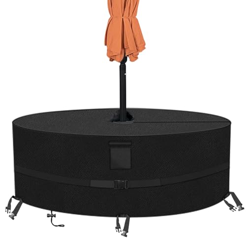 Kovshuiwe Round Patio Table Cover with Umbrella Hole - 60" Dia x 23.6" H Heavy Duty Waterproof 600D Oxford Fabric Outdoor Lawn Patio Furniture Covers (Cover Size，NOT Table Size) - color: Black, size: 60"dia X 23.6"h