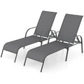 Giantex 2 Pack Patio Lounge Chair, Outdoor Chaise Lounge with 5 Adjustable Backrest, Sturdy Steel Frame, Sunbathing Recliner, Tanning Chair for Beach, Outside, Yard, Balcony, Pool Chairs (2,Dark Gray) - color: Dark Gray