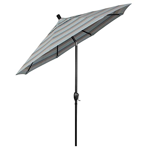 California Umbrella 9' Rd Pacific Trail Series Aluminum Patio Umbrella, Crank Lift, Push Button Tilt, Black Finish, Sunbrella Gateway Mist Fabric - color: Gateway Mist
