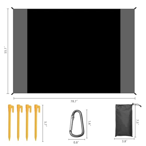 Waterproof Camping Tarp Lightweight Multifunctional Tent Footprint for Camping, Hiking Backpacking, Compact Tent Tarp Ground Sheet Mat for Ground or Under Tent（55.1" x 78.7" | Black） - color: 55.1" X 78.7" | Black