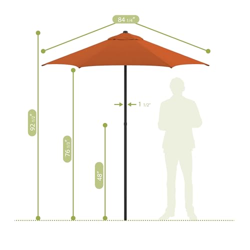 Sunline 7.5 ft Patio Umbrella with Crank & Push Button Tilt, Outdoor Market Umbrella with UV Protection & Wind Vent, Metal Frame for Deck, Pool & Table, Tuscan - color: Tuscan, size: 7.5 foot
