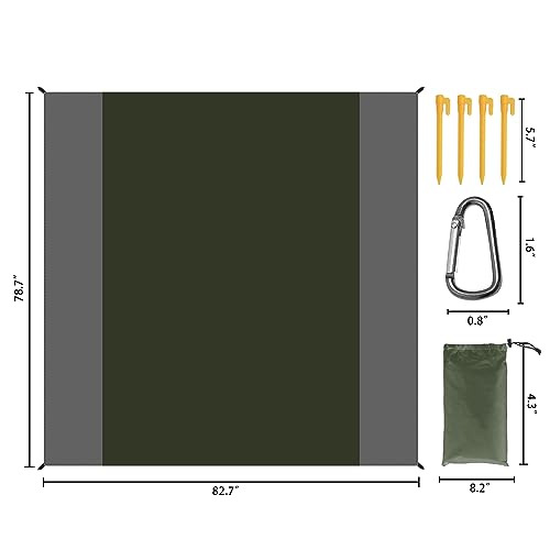 Waterproof Camping Tarp Lightweight Multifunctional Tent Footprint for Camping, Hiking Backpacking, Compact Tent Tarp Ground Sheet Mat for Ground or Under Tent（78.7" x 82.7" | Dark Green） - color: 78.7" X 82.7" | Dark Green