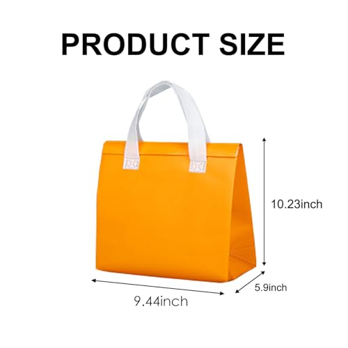 25 Pcs Insulated Take Away Bags Bulk - 6 x 9.5 x 10 Inch Thermal Insulation Cooler Bags for Hot and Cold Food Delivery (Orange) - color: Orange