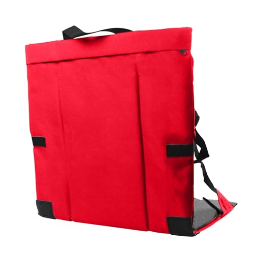 Folding Stadium Seat Cushion with Backrest, Portable Bleacher Pad for Camping, Fishing,15.8'' x 16.5'',Lightweight Chair with Backrest for Outdoor Sports and Concerts - color: Grey and Red