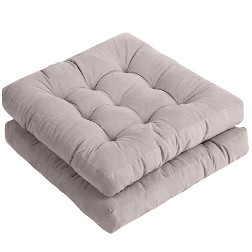 Tiita Outdoor Cushions Square Floor Pillow Thicken Tufted Seat Pad Large Floor Cushion for Yoga Meditation Living Room - color: Square|grey, size: 2 Count (Pack of 1)