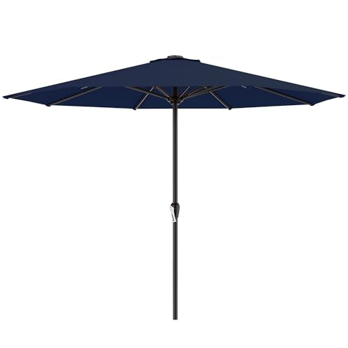 AreShark 12 FT Patio Umbrella for Outdoor, Outdoor Table Umbrella with Push Button Tilt and Crank, Outdoor Patio Umbrellas with 8 Sturdy Ribs, Patio Umbrellas for Market, Garden, Pool (Navy) - color: Navy, size: 12FT