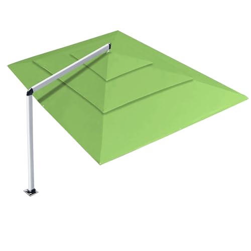 EliteShade USA Atlas 3-Tier 10x13FT Full Aluminum Cantilever Patio Umbrella for Outdoor Restaurant Garden Courtyard Deck Pool and Marketing with Light (No battery), Macaw Green - color: Macaw Green, style: 10×13FT Atlas