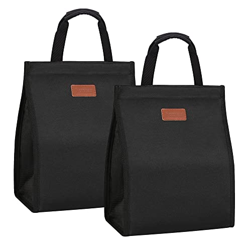 Lunch Bags for Women Insulated Reusable Lunch Tote with Internal Pocket, Lunch Tote bag for Work (Black - color: Black, size: 2 pack