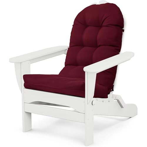 Adirondack Chair Cushion, Waterproof Outdoor High Back Seat Cushions for Patio Rocking Chairs, Thick Tufted Replacement Pads for Porch Lawn Indoor Dining Desk Wicker Furniture, Burgundy - color: Burgundy