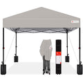 Best Choice Products 10x10ft Pop Up Canopy Tent, Outdoor Shade, 1 Person 1 Minute Set Up, Carry Case, 4 Weight Bags - Light Gray - color: Light Gray, size: 10x10ft