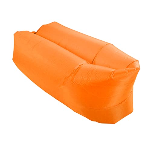 Inflatable Lounger Air Sofa Comfortable Portable Foldable Inflatable Couch for Outdoor Camping, with Storage Bag for Adults or Children - color: Orange