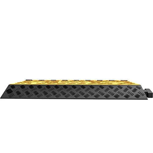 Happybuy 1 Pack of 3-Channel Rubber Cable Protector Ramps Heavy Duty 44000Lbs Load Capacity Cable Wire Cord Cover Ramp Speed Bump Driveway Hose Cable Ramp Protective Cover
