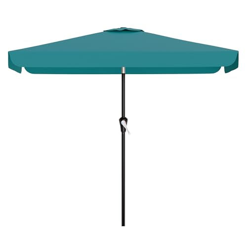 AreShark 6.5 x 10 FT Rectangular Valance Patio Umbrella, Outdoor Umbrella with Tilt and Crank, Market Table Umbrellas W/ 6 Ribs UV Protection for Garden, Deck, Backyard and Pool, Lake Blue - color: Lake Blue, size: 6.5x10 FT