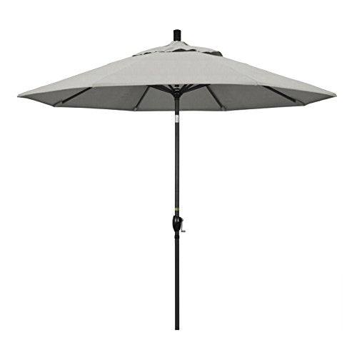 California Umbrella GSPT908302-5402 9' Round Aluminum Market, Crank Lift, Push Button Tilt, Black Pole, Sunbrella Granite - color: Granite