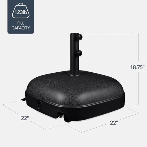 Best Choice Products 123lb Capacity Fillable Mobile Umbrella Base, Heavy Duty Market Stand for Patio, Deck, Poolside, Easy to move w/ 4 wheels - Dome Square Black - color: Black - Dome