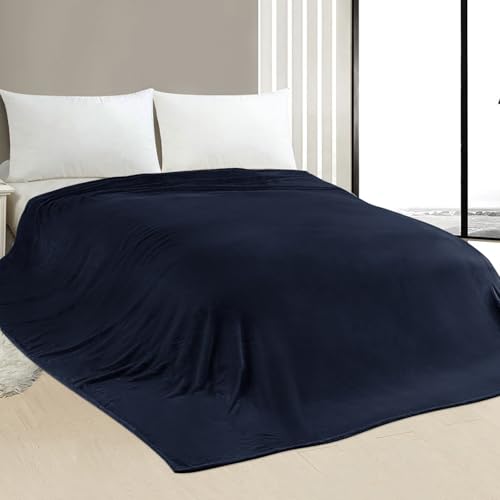 Oversized Blanket 120x120 Inches, Giant Huge Companion for Bed, Sofa, Travel and Camping, Extra Large Big Soft Blanket Fits The Whole Family and Outdoor Campaign, Navy - color: Navy