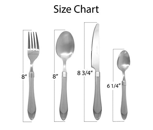 The Original Brink House Sea Blue Green Mix & Match Stainless Steel Cutlery Set with Translucent Handles / 16 pieces with Metal Stand/Lifestyle utensils set for home, apartment, dorm, outdoor events - color: Sea Blue Green Assortment, size: Service for 4