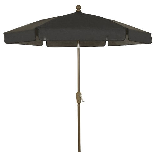 FiberBuilt Umbrellas Garden Umbrella, 7.5 Foot Black Canopy and Champagne Bronze Pole - color: Black with Champagne Bronze Pole, style: No Tilt