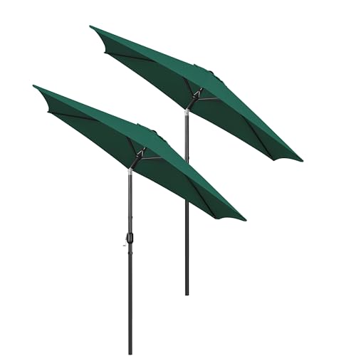 Yaheetech 2 Pack 10FT Outdoor Patio Umbrella Outdoor Table Umbrella w/Push Button Tilt & Crank, Yard Sun Shade UV Protection Waterproof for Pool, Market, Terrace, Beach, Outdoor Restaurant, Dark Green - color: Dark Green, size: 10FT