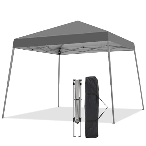 Canopy Tent, 10X10 FT Pop Up Canopy Outdoor Instant Tent Slant Legs with Carrying Bag, Portable Gazebo Shelter for Patio Deck Garden and Beach - 8X8 FT Canopy Cover (Dark Grey) - color: Dark Grey