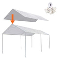 Thanaddo 10 x 20 Ft Carport Replacement Canopy Cover Garage Top Tent Shelter Tarp with Free 44 Ball Bungee Cords,White(Only Cover, Frame Not Include) (10x20 White) - size: 10x20 white