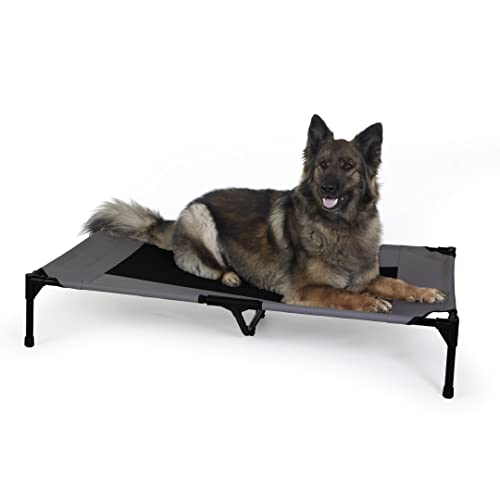 K&H Pet Products Outdoor Elevated Dog Cot, Breathable Cooling Elevated Cot Hammock Pet Bed for XL Dogs, Washable Mesh Cover, Raised Metal Frame, Collapsible, Portable - Extra-Large 50 X 32 Charcoal - color: Charcoal/Black Mesh, size: X-Large 50"L x 32"W